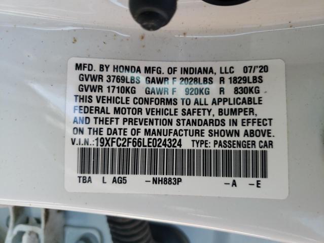 Photo 10 from auction – 2020 HONDA CIVIC LX with VIN 19XFC2F66LE024324