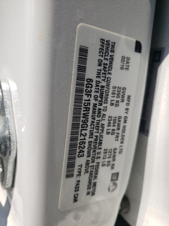Photo 10 from auction – 2016 CHEVROLET SS with VIN 6G3F15RW9GL216243
