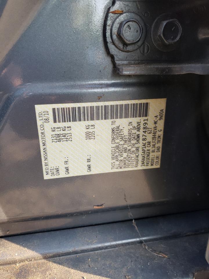 Photo 10 from auction – 2010 NISSAN MAXIMA S with VIN 1N4AA5AP1AC874891