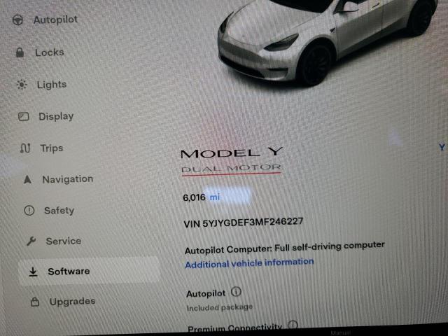 Photo 8 from auction – 2021 TESLA MODEL Y with VIN 5YJYGDEF3MF246227