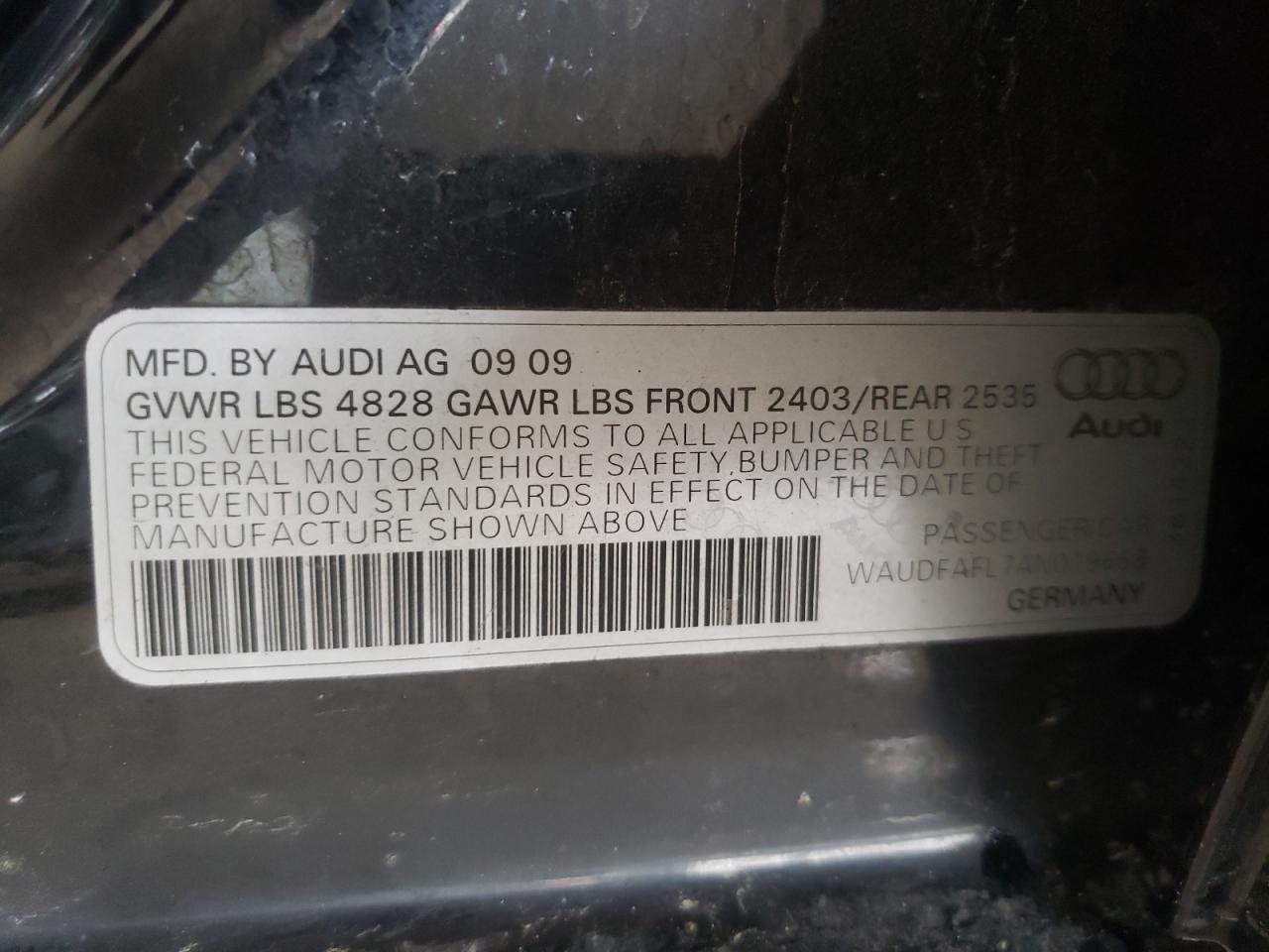 Photo 10 from auction – 2010 AUDI A4 PREMIUM with VIN WAUDFAFL7AN019668