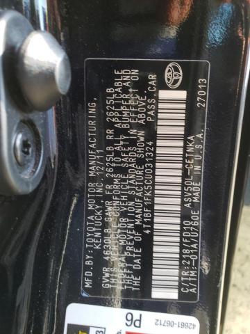 Photo 10 from auction – 2012 TOYOTA CAMRY BASE with VIN 4T1BF1FK5CU031324