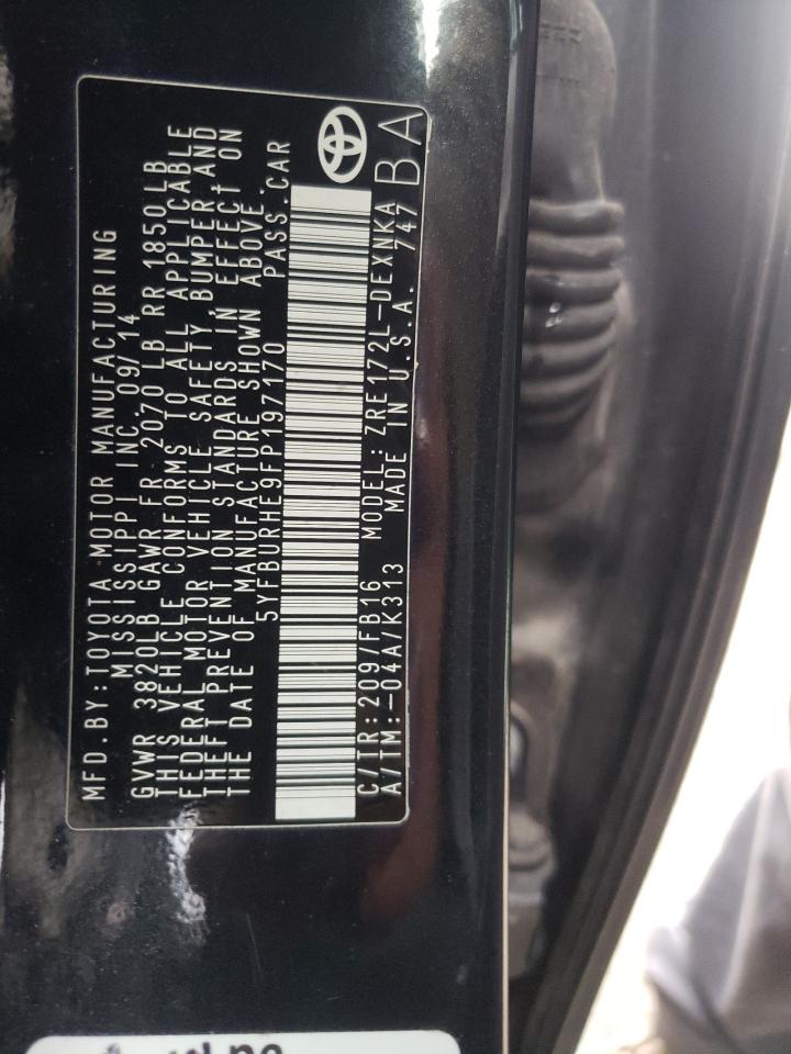 Photo 10 from auction – 2015 TOYOTA COROLLA L with VIN 5YFBURHE9FP197170