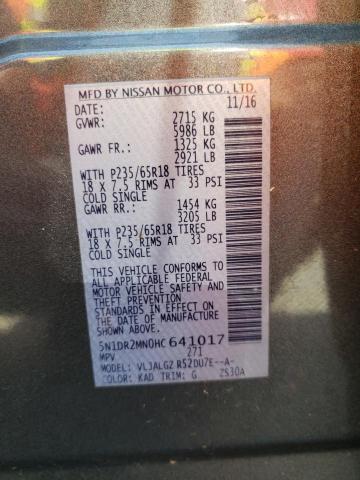 Photo 10 from auction – 2017 NISSAN PATHFINDER with VIN 5N1DR2MN0HC641017