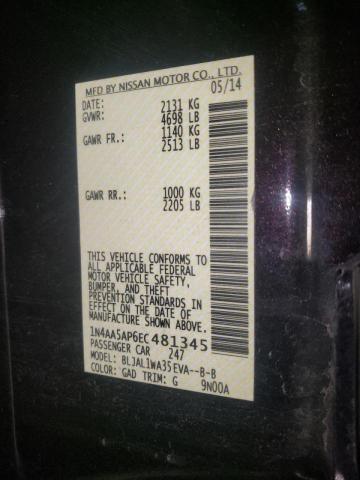 Photo 10 from auction – 2014 NISSAN MAXIMA S with VIN 1N4AA5AP6EC481345