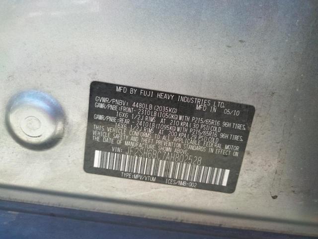 Photo 10 from auction – 2010 SUBARU FORESTER X with VIN JF2SH6BC7AH802528
