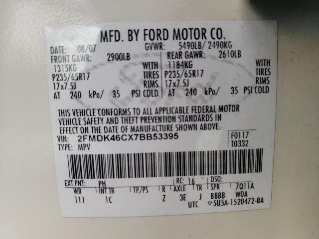 Photo 10 from auction – 2007 FORD EDGE SE with VIN 2FMDK46CX7BB53395