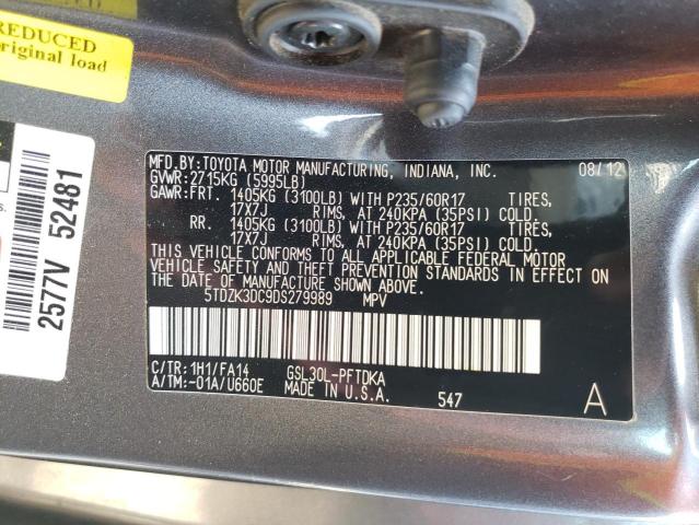 Photo 10 from auction – 2013 TOYOTA SIENNA with VIN 5TDZK3DC9DS279989