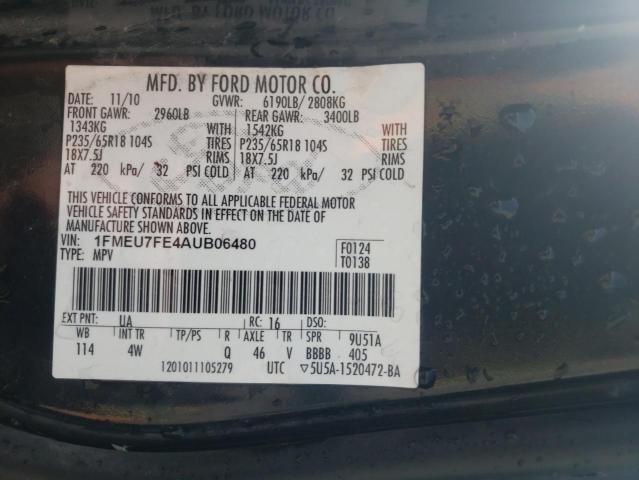 FORD EXPLORER L 2010 with VIN 1FMEU7FE4AUB06480 - Photo from auction