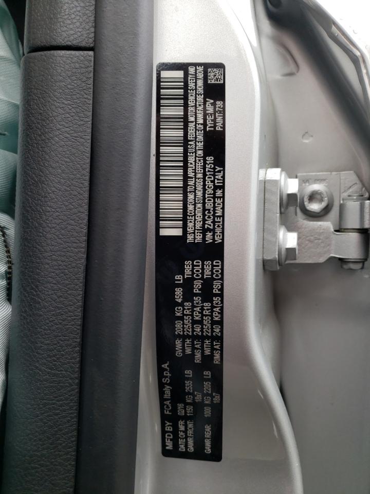 Photo 10 from auction – 2016 JEEP RENEGADE L with VIN ZACCJBDT9GPD17516