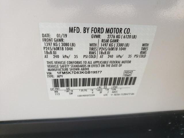 Photo 10 from auction – 2019 FORD EXPLORER X with VIN 1FM5K7D83KGB19577