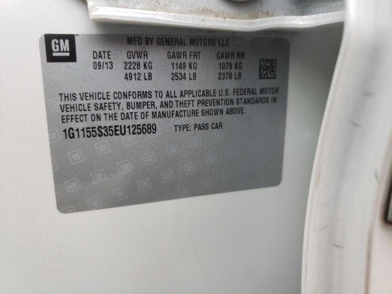 Photo 10 from auction – 2014 CHEVROLET IMPALA LTZ with VIN 1G1155S35EU125689