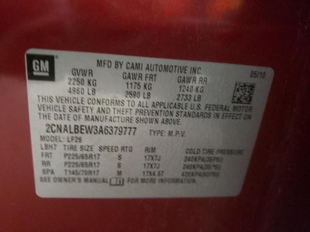 Photo 10 from auction – 2010 CHEVROLET EQUINOX LS with VIN 2CNALBEW3A6379777