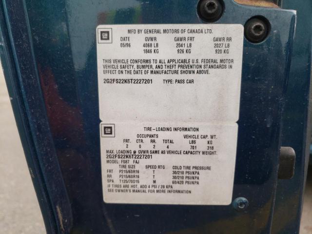 Photo 10 from auction – 1996 PONTIAC FIREBIRD with VIN 2G2FS22K6T2227201