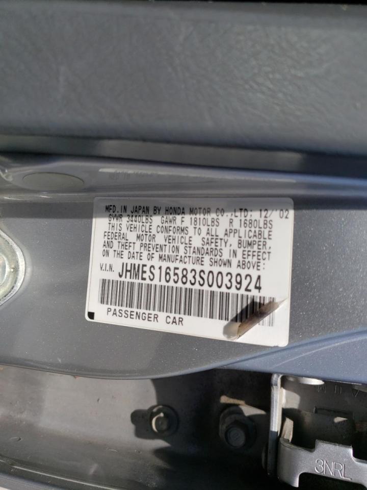 Zdjęcie 10 z aukcji – 2003 HONDA CIVIC z VIN JHMES16583S003924