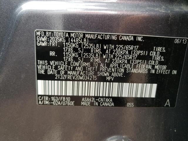 Photo 10 from auction – 2013 TOYOTA RAV4 LE with VIN 2T3ZFREV2DW034215