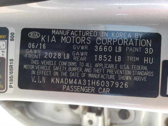 Photo 10 from auction – 2017 KIA RIO LX with VIN KNADM4A31H6037926