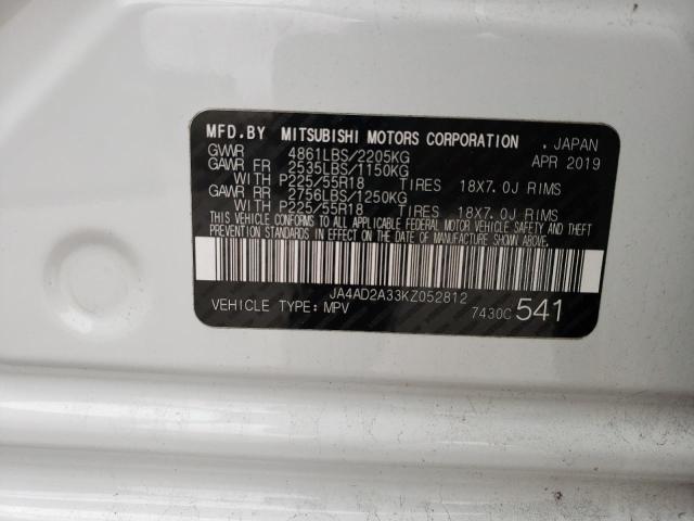 Photo 10 from auction – 2019 MITSUBISHI OUTLANDER with VIN JA4AD2A33KZ052812