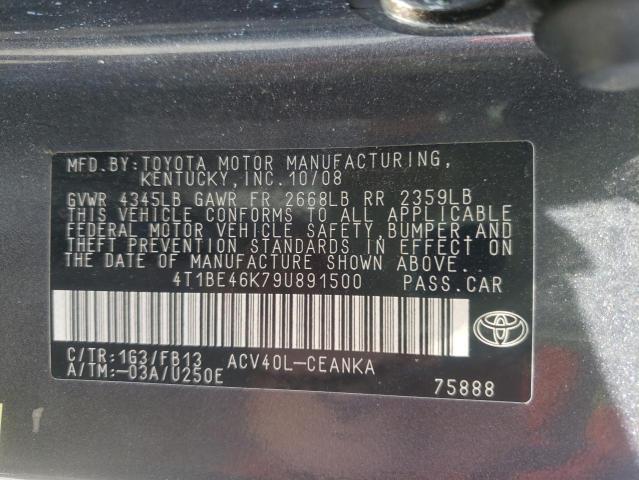 Photo 10 from auction – 2009 TOYOTA CAMRY with VIN 4T1BE46K79U891500