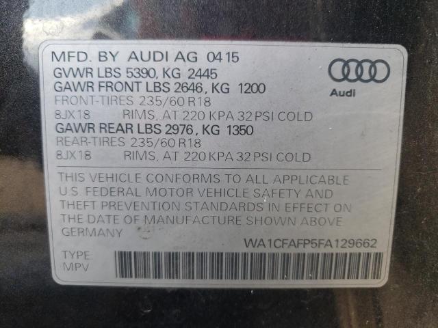 Photo 10 from auction – 2015 AUDI Q5 PREMIUM with VIN WA1CFAFP5FA129662