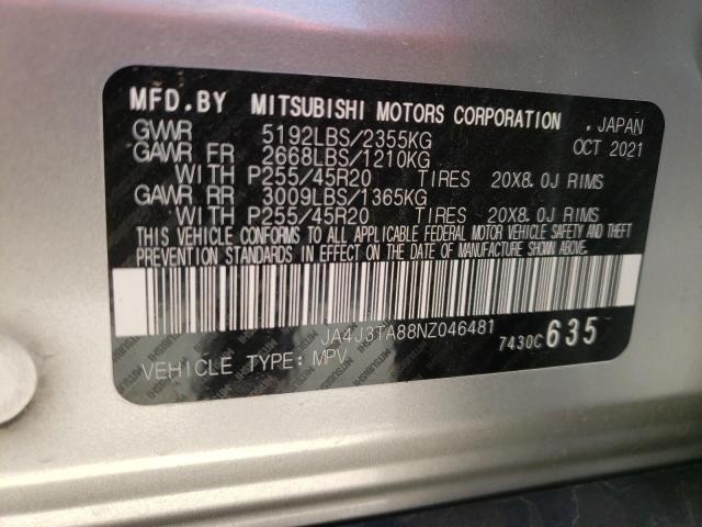 Photo 10 from auction – 2022 MITSUBISHI OUTLANDER with VIN JA4J3TA88NZ046481