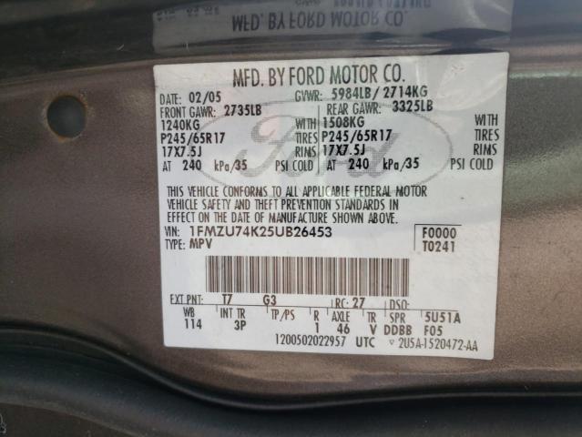 Photo 10 from auction – 2005 FORD EXPLORER E with VIN 1FMZU74K25UB26453