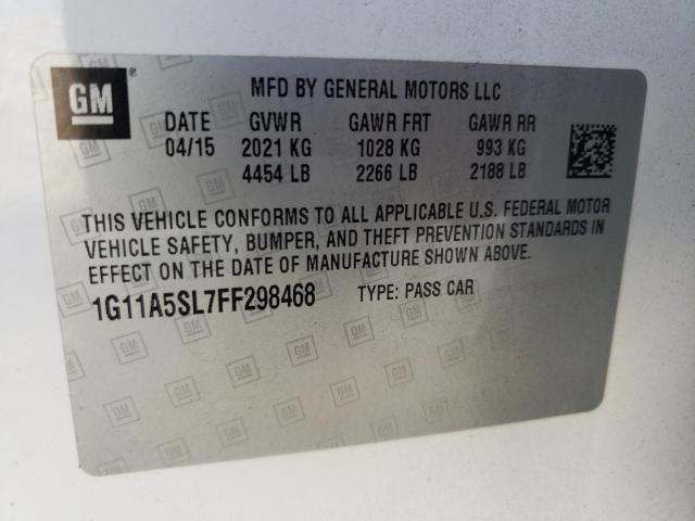 Photo 10 from auction – 2015 CHEVROLET MALIBU LS with VIN 1G11A5SL7FF298468