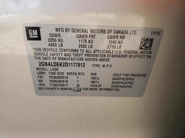 Photo 10 from auction – 2013 CHEVROLET EQUINOX LT with VIN 2GNALDEK2D1177812