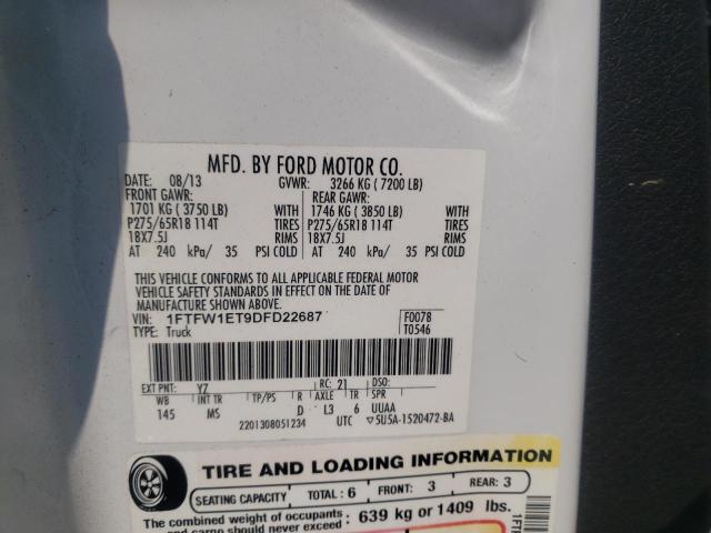 Photo 10 from auction – 2013 FORD F150 SUPER with VIN 1FTFW1ET9DFD22687