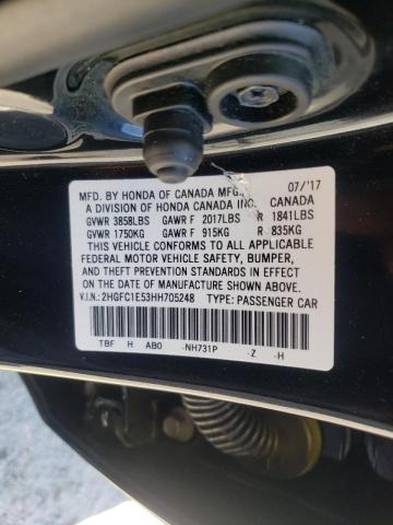 Photo 10 from auction – 2017 HONDA CIVIC SI with VIN 2HGFC1E53HH705248