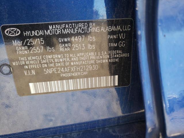 Photo 10 from auction – 2015 HYUNDAI SONATA with VIN 5NPE24AFXFH212930
