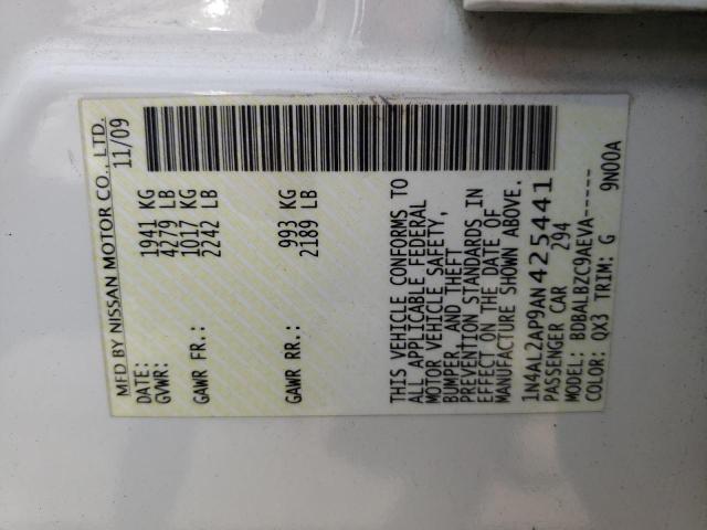 Photo 10 from auction – 2010 NISSAN ALTIMA BAS with VIN 1N4AL2AP9AN425441