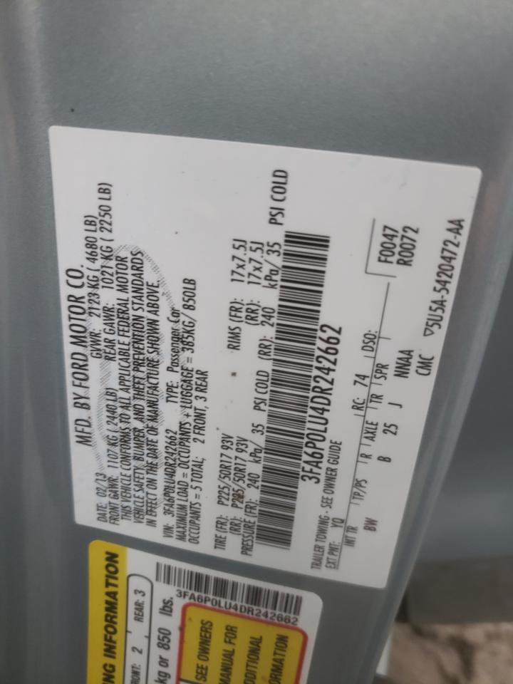 Photo 10 from auction – 2013 FORD FUSION SE with VIN 3FA6P0LU4DR242662