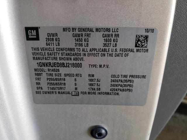 Photo 10 from auction – 2011 CHEVROLET TRAVERSE L with VIN 1GNKRJED8BJ218000