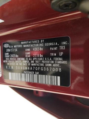 Photo 10 from auction – 2015 KIA OPTIMA LX with VIN 5XXGM4A70FG367008