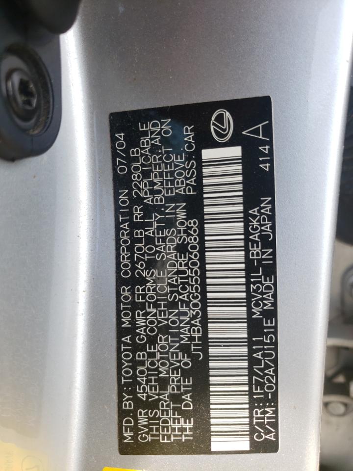 Photo 10 from auction – 2005 LEXUS ES 330 with VIN JTHBA30G555060868
