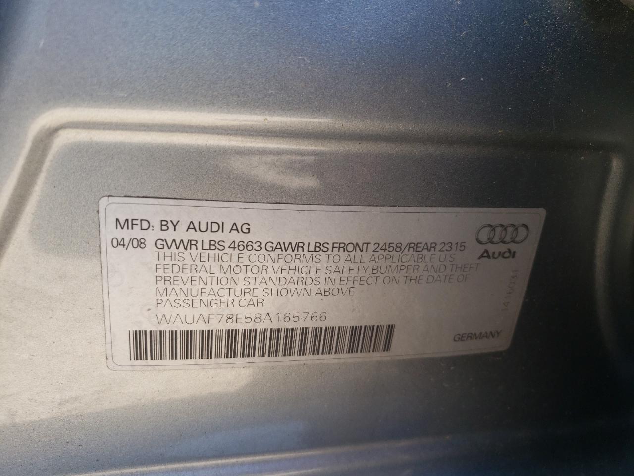 Photo 10 from auction – 2008 AUDI A4 with VIN WAUAF78E58A165766