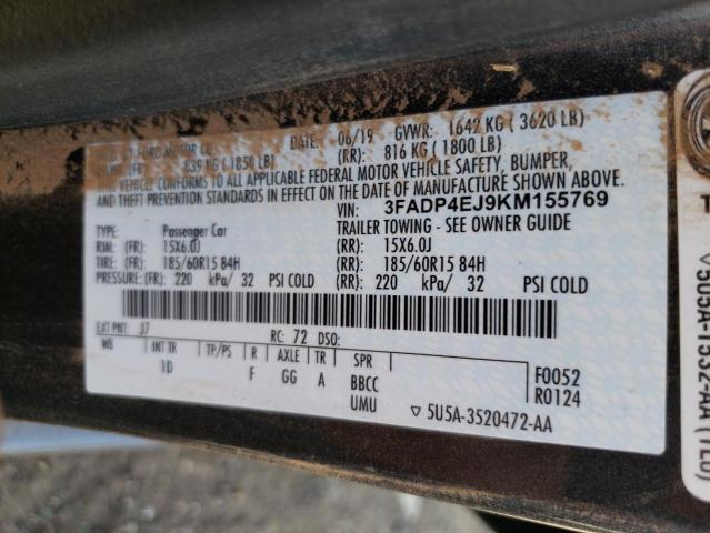 Photo 10 from auction – 2019 FORD FIESTA SE with VIN 3FADP4EJ9KM155769