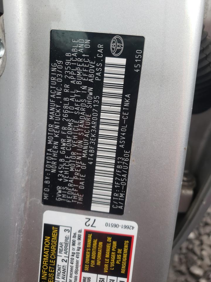 Photo 10 from auction – 2010 TOYOTA CAMRY BASE with VIN 4T4BF3EK3AR007135