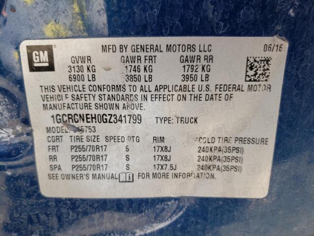 Photo 10 from auction – 2016 CHEVROLET SILVERADO with VIN 1GCRCNEH0GZ341799