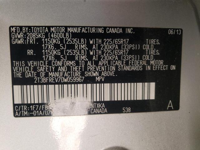 Photo 10 from auction – 2013 TOYOTA RAV4 LE with VIN 2T3BFREV7DW059967