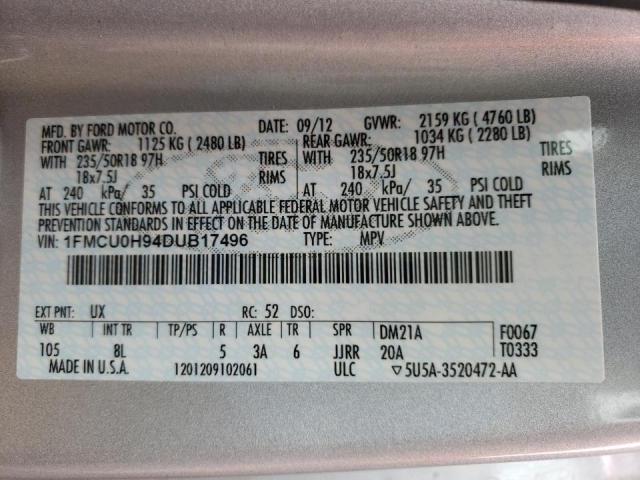Photo 10 from auction – 2013 FORD ESCAPE SEL with VIN 1FMCU0H94DUB17496
