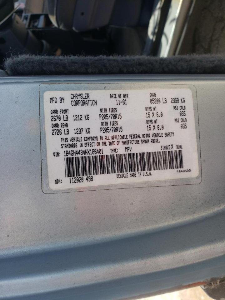 Photo 10 from auction – 1992 DODGE GRAND CARA with VIN 1B4GH4434NX186401