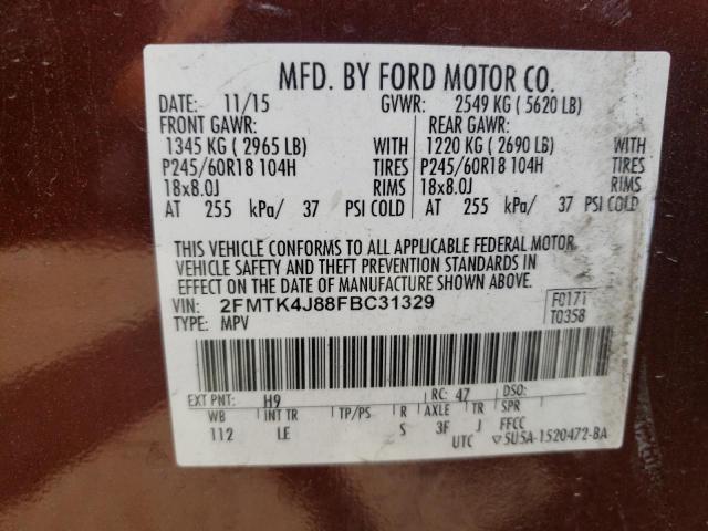 Photo 10 from auction – 2015 FORD EDGE SEL with VIN 2FMTK4J88FBC31329