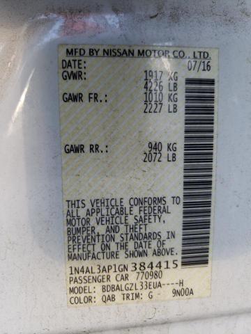 Photo 10 from auction – 2016 NISSAN ALTIMA 2.5 with VIN 1N4AL3AP1GN384415