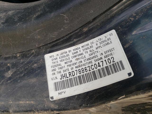 Photo 10 from auction – 2002 HONDA CR-V EX with VIN JHLRD78862C047102