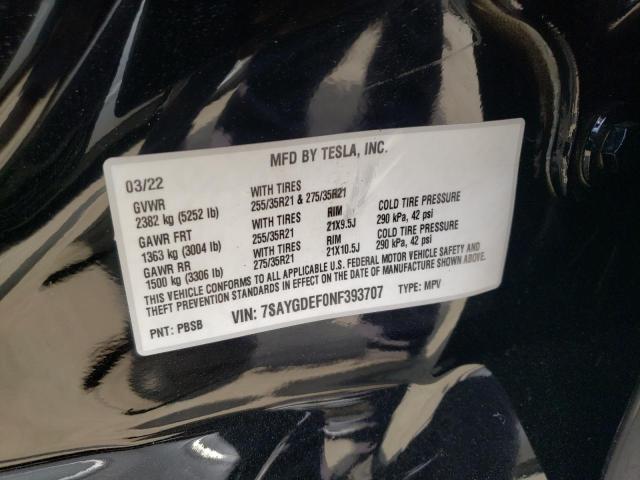 Foto 10 de la subasta – 2022 TESLA MODEL Y con VIN 7SAYGDEF0NF393707