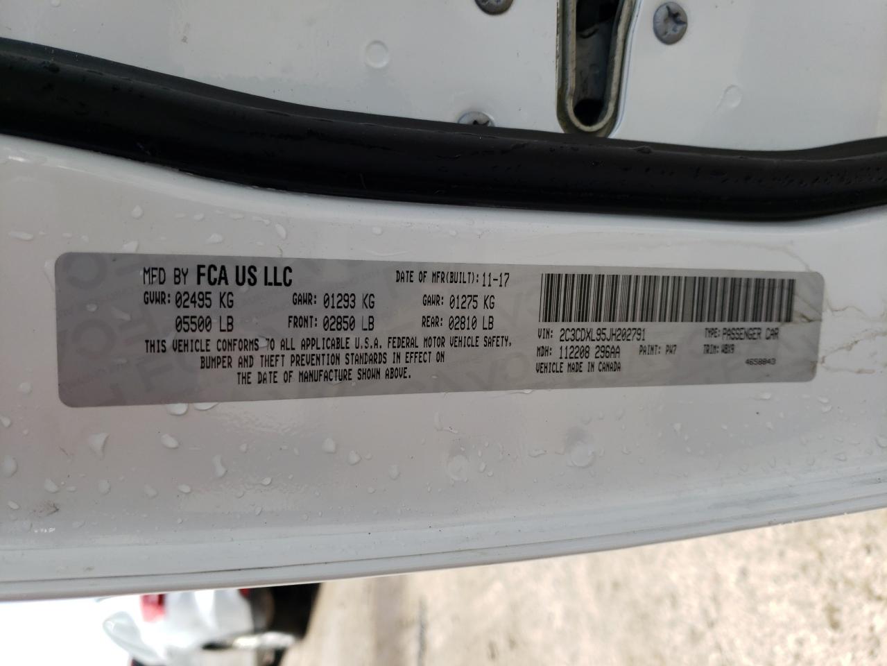 Photo 10 from auction – 2018 DODGE CHARGER SR with VIN 2C3CDXL95JH202791