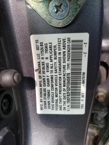 Photo 10 from auction – 2015 HONDA CIVIC LX with VIN 19XFB2F52FE045976
