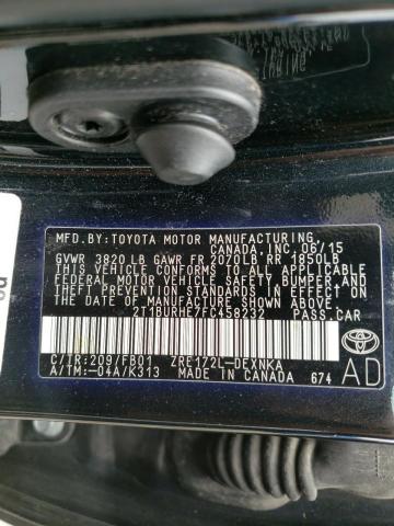 Photo 10 from auction – 2015 TOYOTA COROLLA L with VIN 2T1BURHE7FC458232